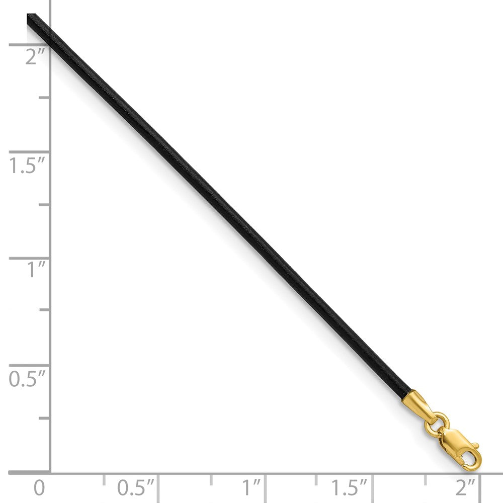 14k 1.5mm Black Leather Cord Necklace