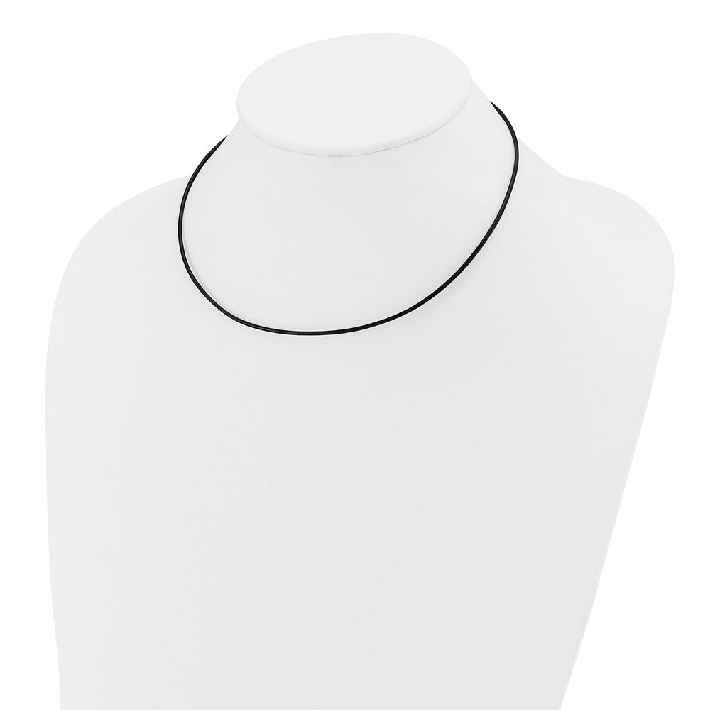 14k White Gold 1.5mm Black Leather Cord Necklace