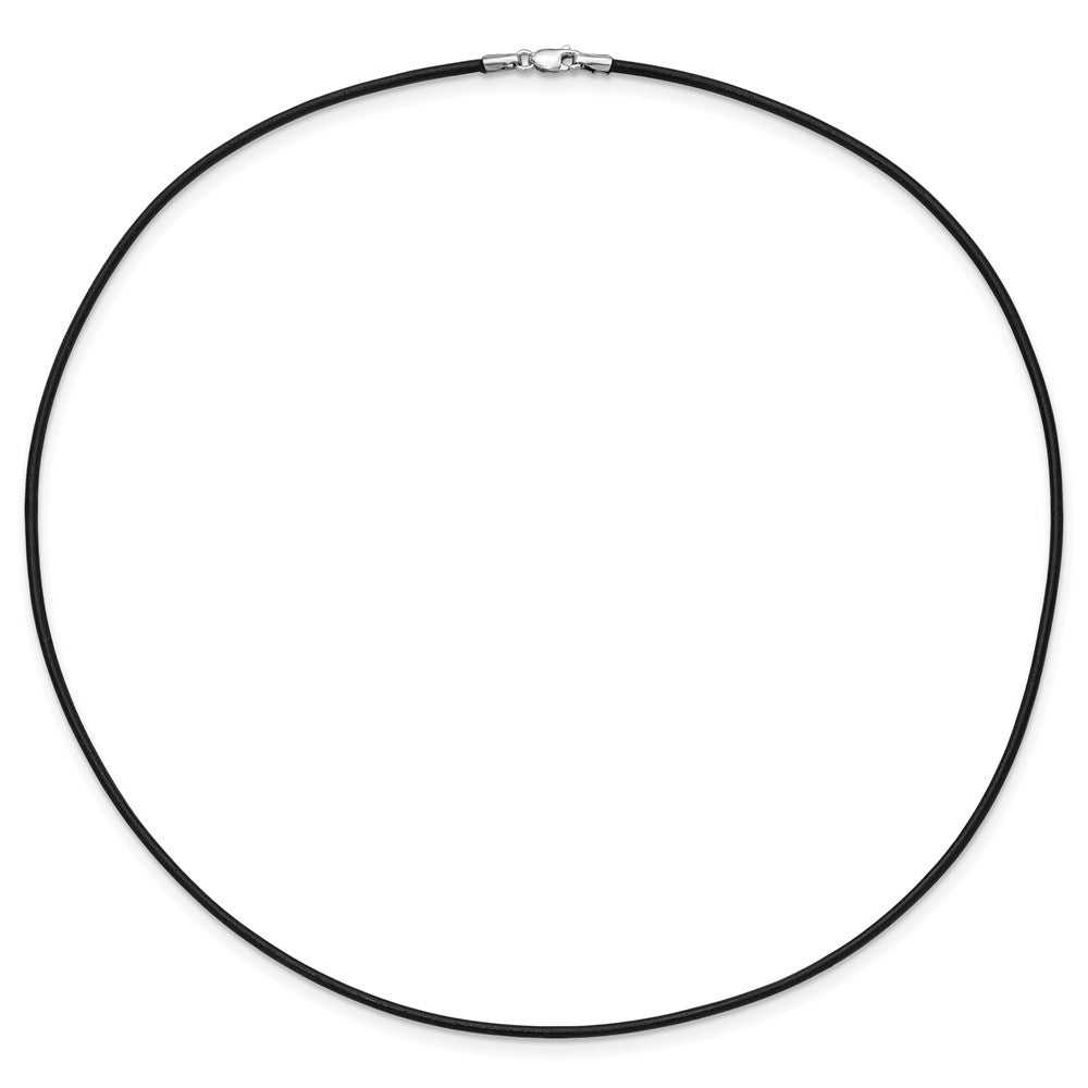 14k White Gold 1.5mm Black Leather Cord Necklace