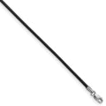 14k White Gold 1.5mm Black Leather Cord Necklace