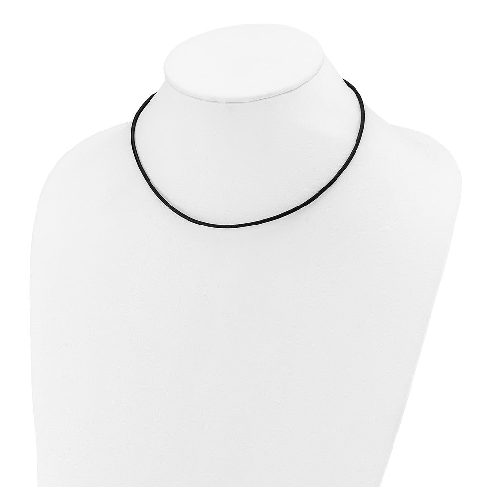 14k 2mm Black Leather Cord Necklace