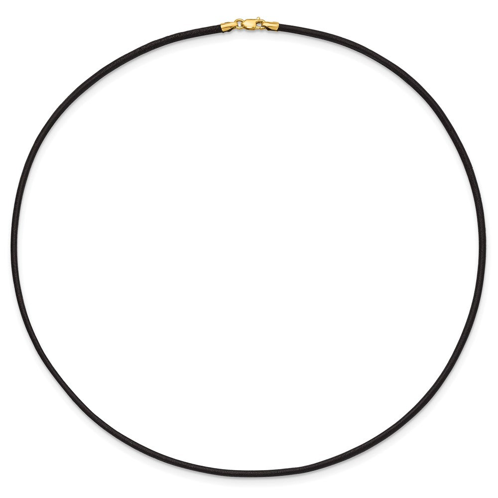 14k 2mm Black Leather Cord Necklace