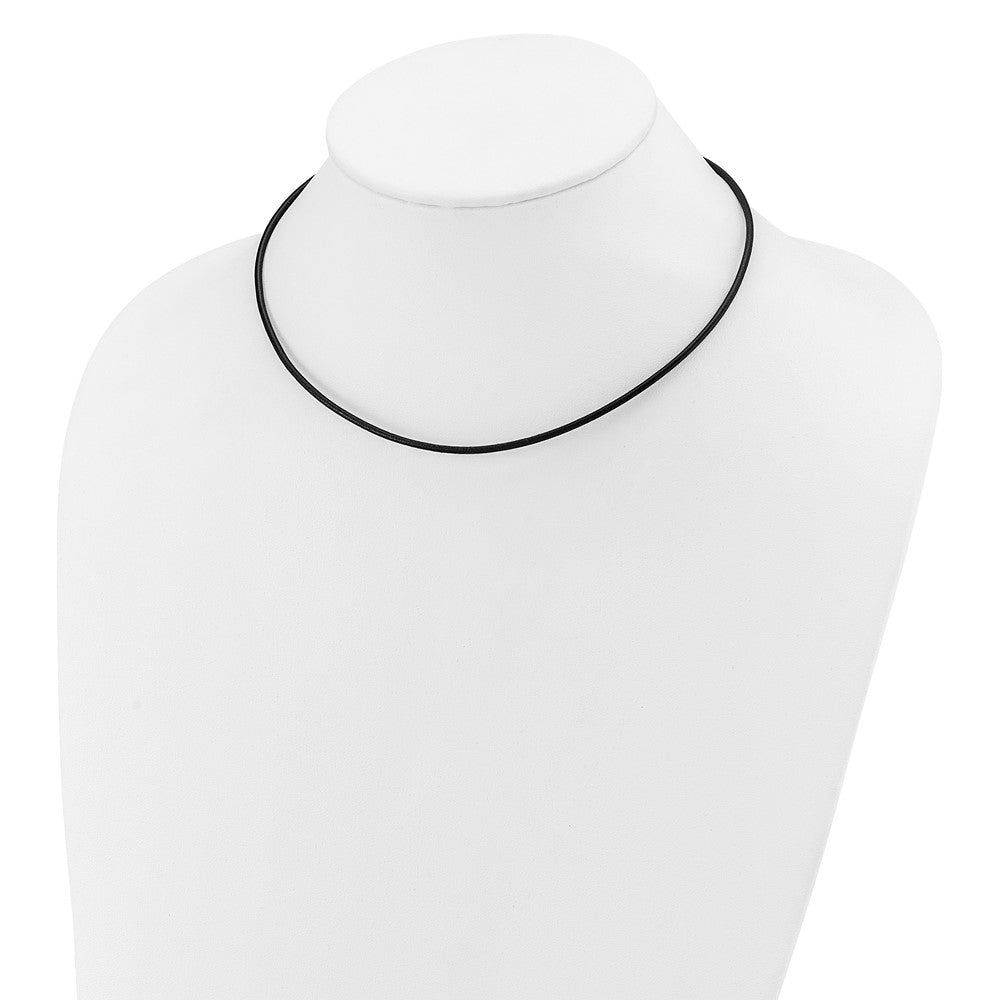 14k White Gold 2mm Black Leather Cord Necklace