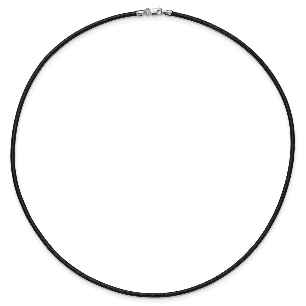 14k White Gold 2mm Black Leather Cord Necklace