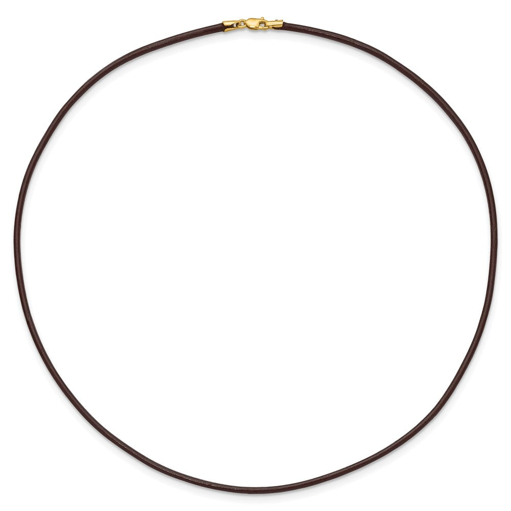 14k 2mm Brown Leather Cord Necklace