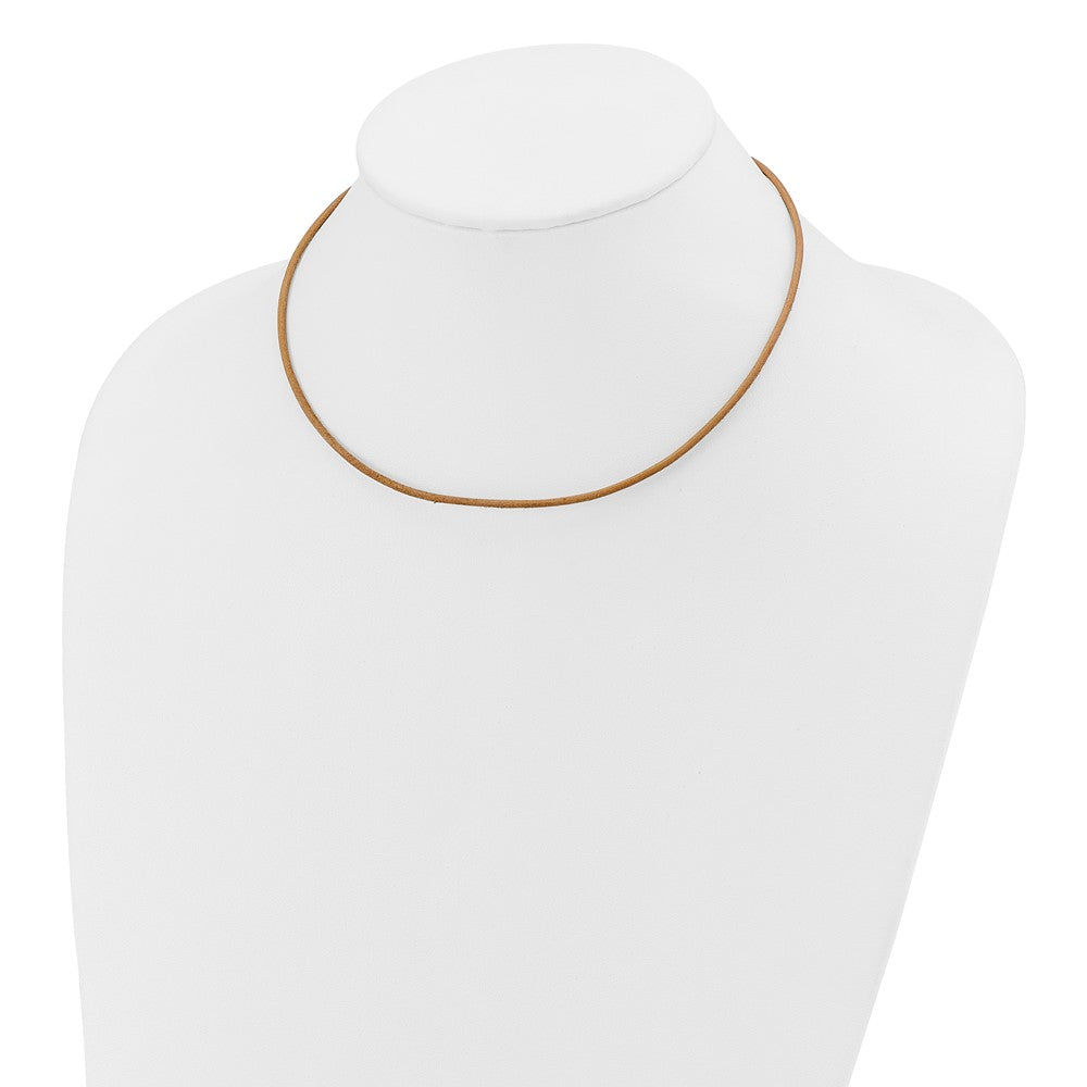 14k 2mm Natural Leather Cord Necklace