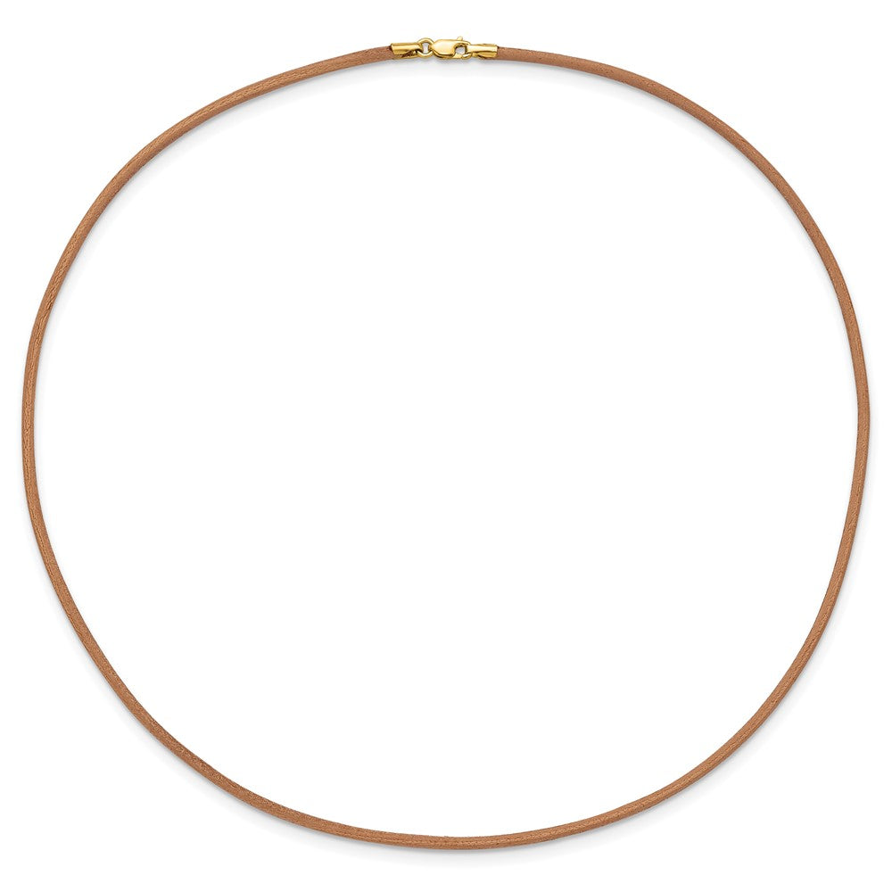 14k 2mm Natural Leather Cord Necklace
