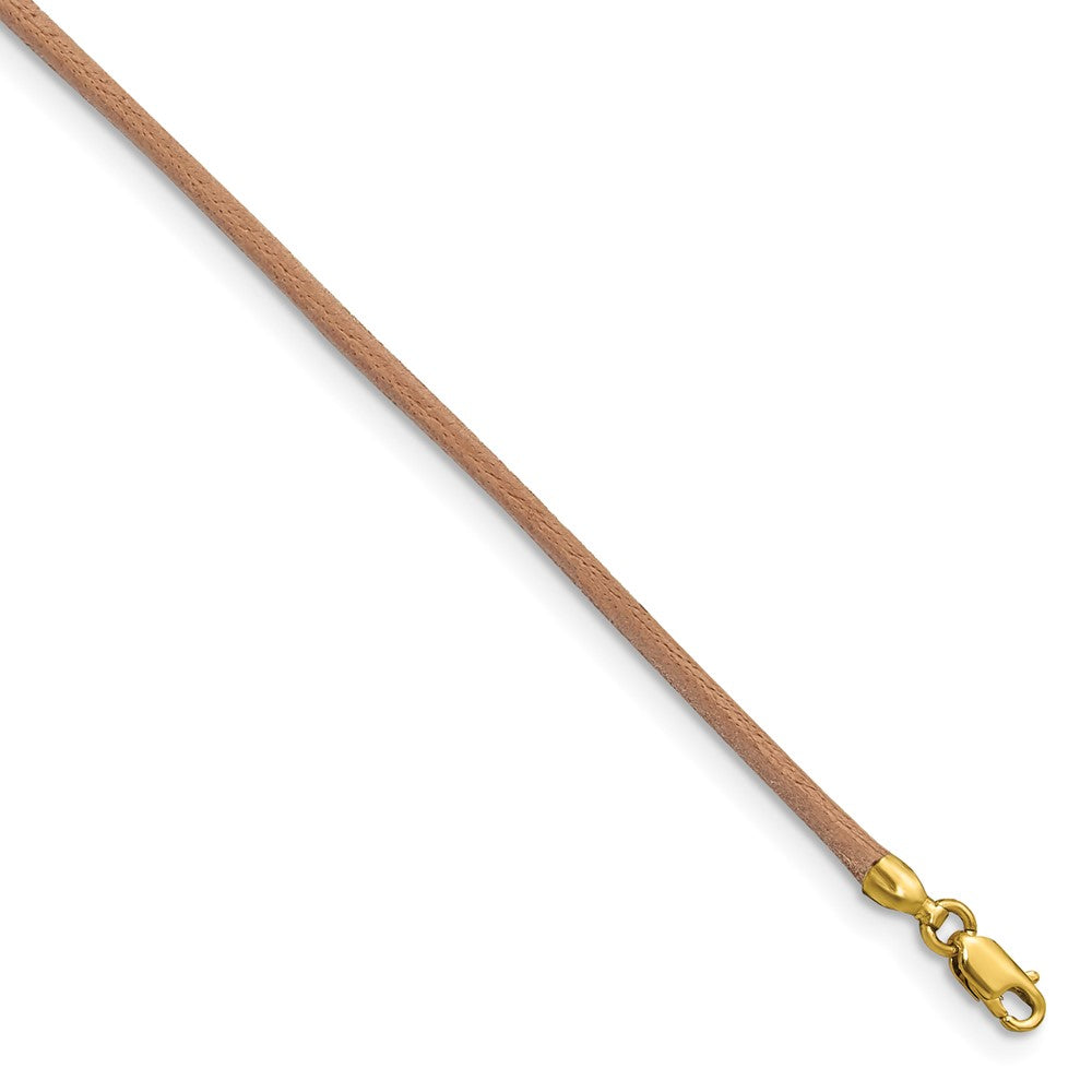 14k 2mm Natural Leather Cord Necklace