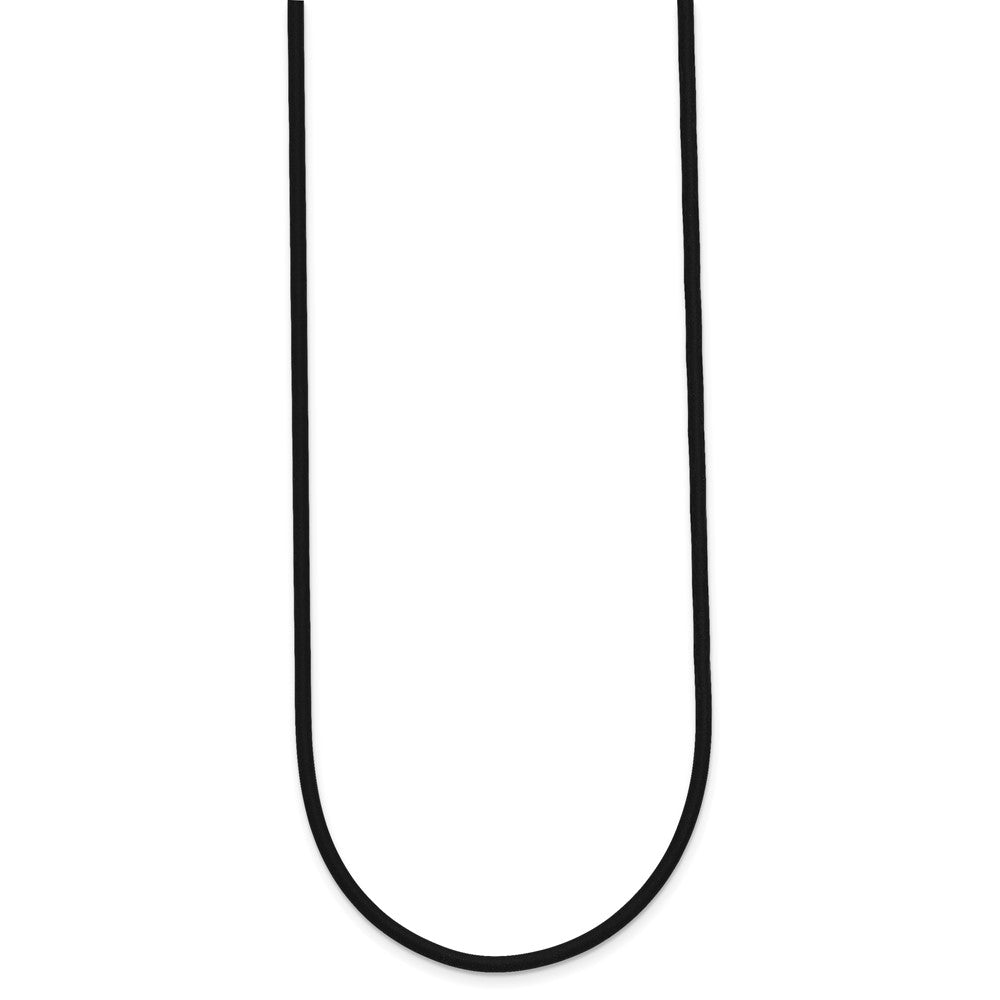 14k 2mm with Yellow Clasp Black Rubber Cord Necklace