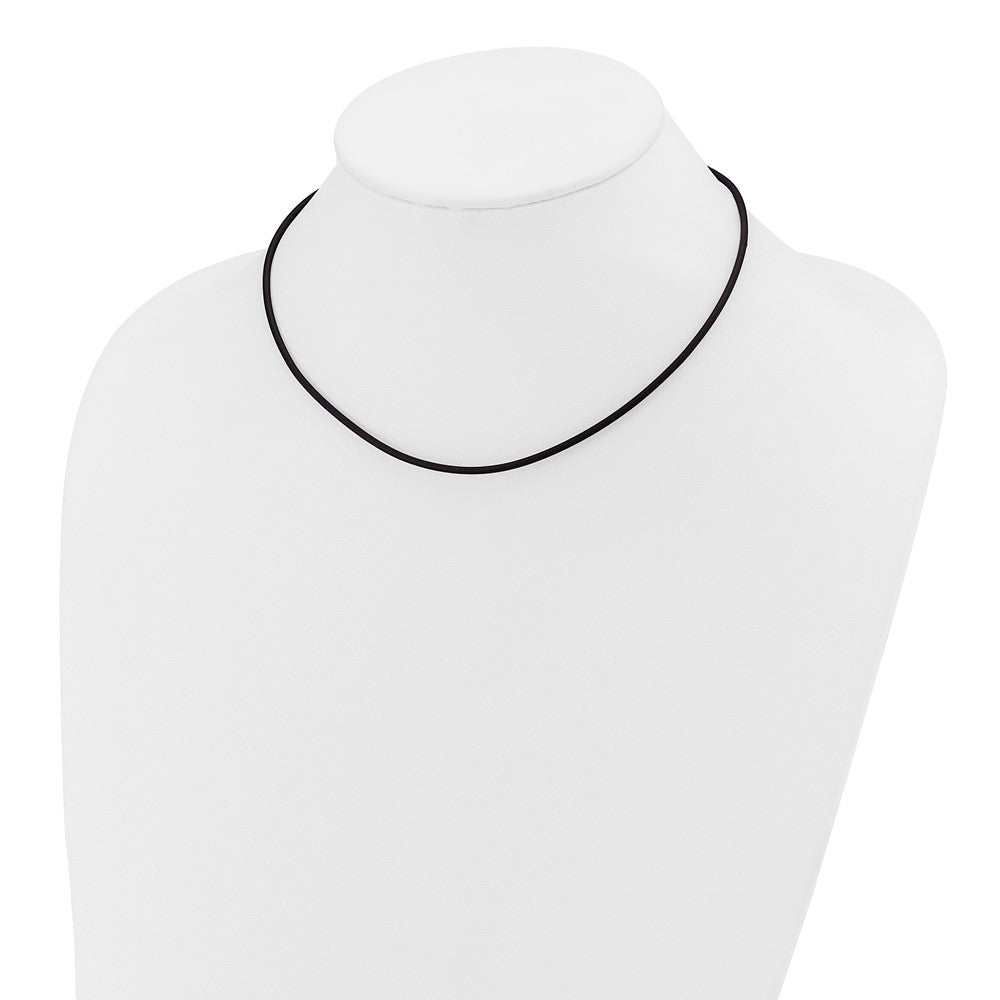 14k 2mm with Yellow Clasp Black Rubber Cord Necklace