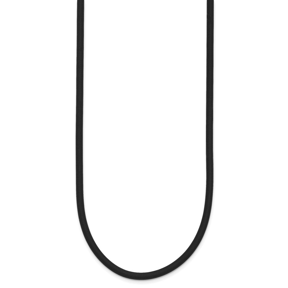 14k 3mm with Yellow Clasp Black Rubber Cord Necklace