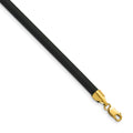 14k 4mm with Yellow Clasp Black Rubber Cord Necklace