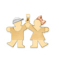 14k Tri-Color Large Boy on Left and Girl on Right Engravable Charm