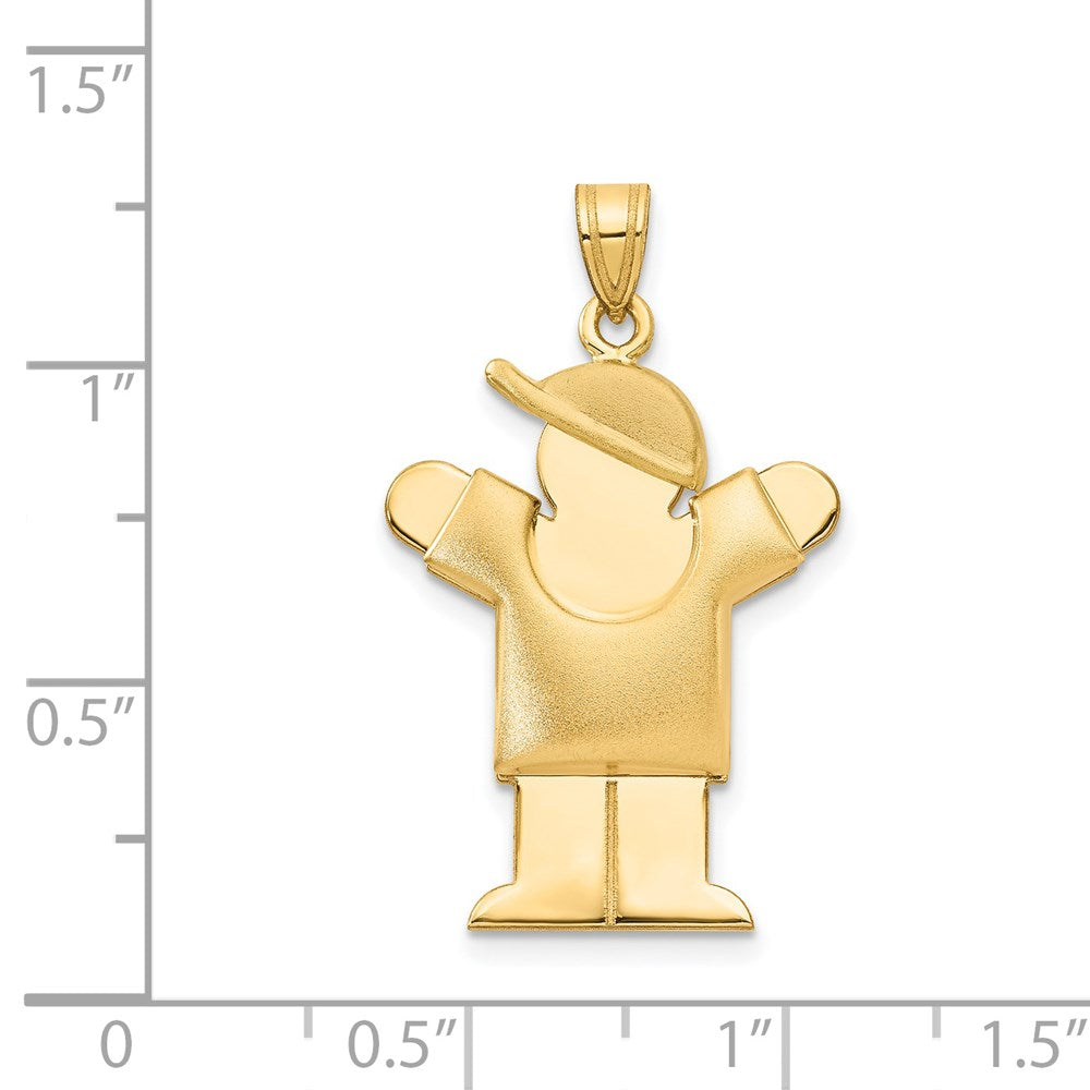 14k Puffed Boy w/Hat on Right Engravable Charm