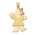 14k Two-Tone Large Girl w/Bow on Right Engravable Charm