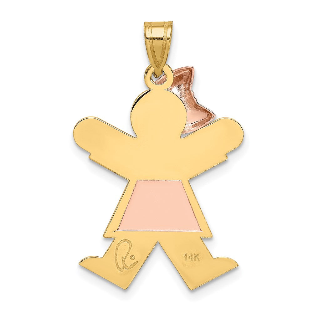 14k Two-Tone Large Girl w/Bow on Left Engravable Charm