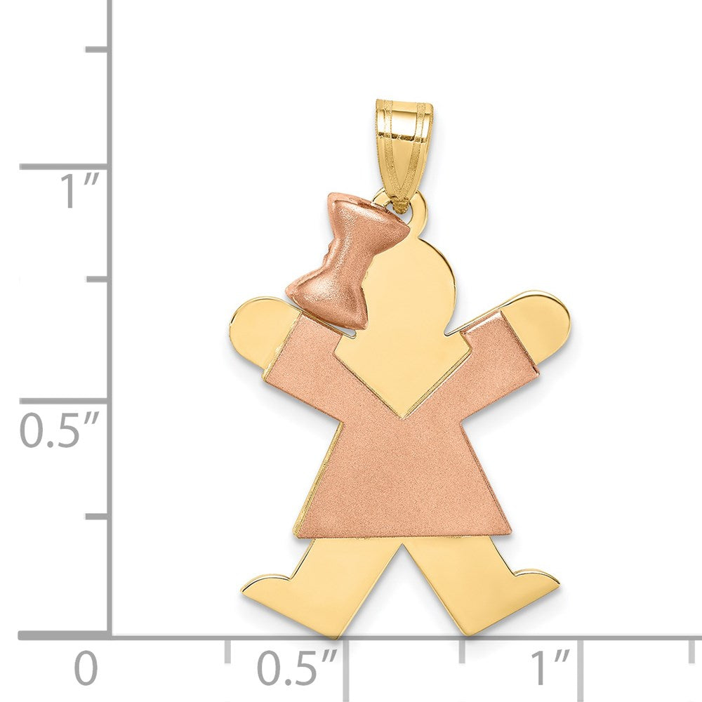 14k Two-Tone Large Girl w/Bow on Left Engravable Charm