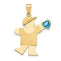 14k Boy with CZ December Birthstone Charm