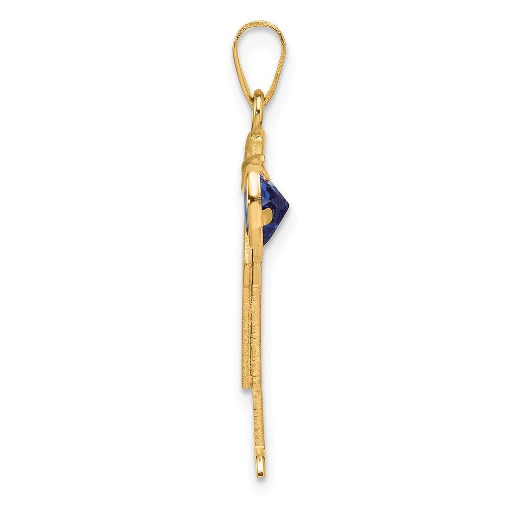14k Boy with CZ September Birthstone Charm