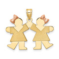 14k Two-Tone Small Double Girls Engravable Charm