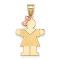 14k Two-Tone Small Girl with Bow on Left Engravable Charm