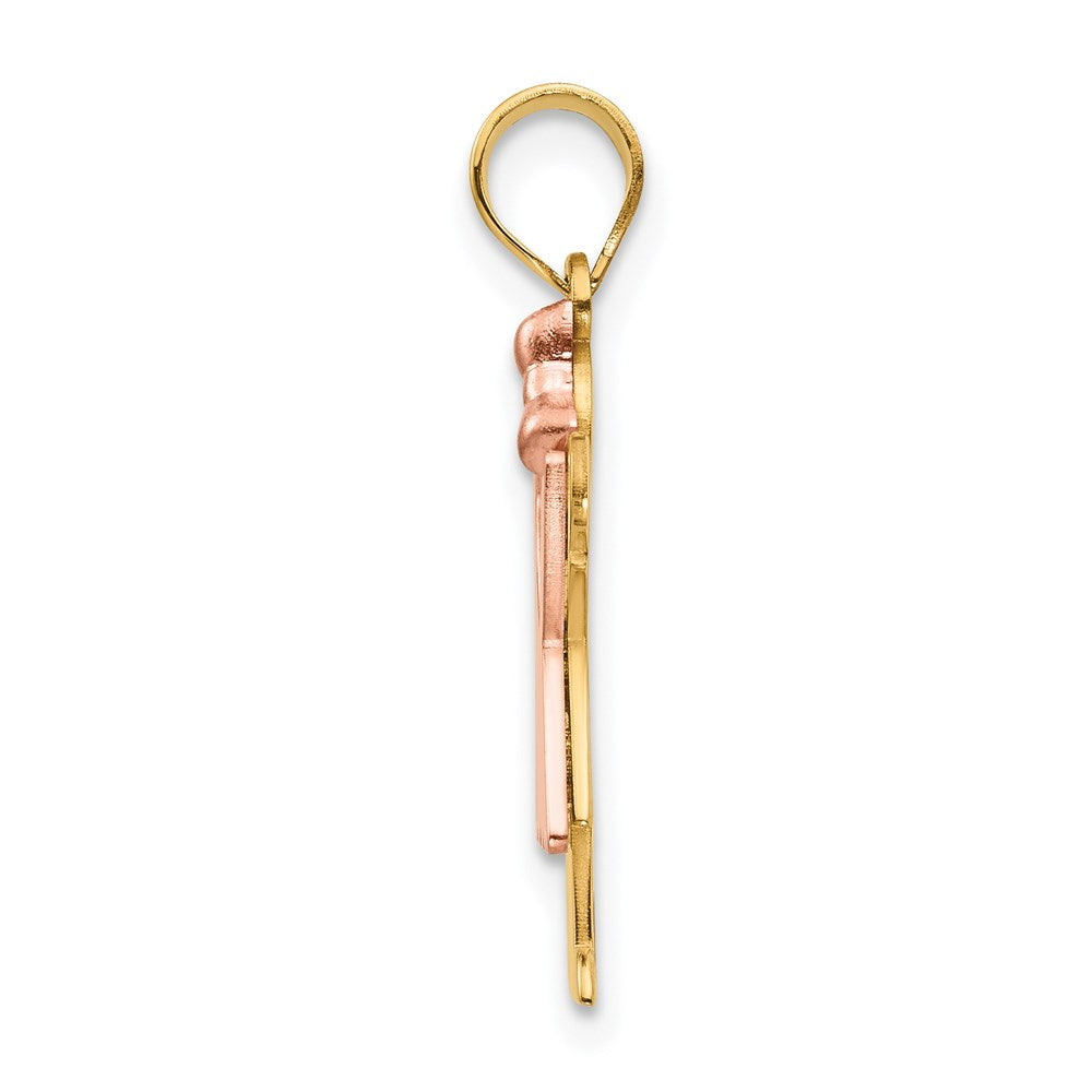 14k Two-Tone Small Girl with Bow on Right Engravable Charm