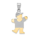 14k Two-Tone Small Boy with Hat on Left Engravable Charm