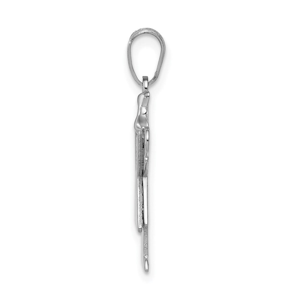 14k White Gold Small Girl with Bow on Right Engravable Charm