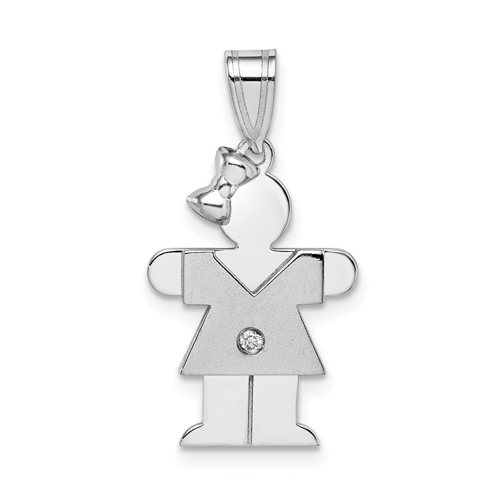 14k White Gold AA Diamond Kid Pendant