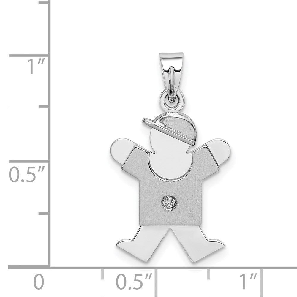 14k White Gold AA Diamond Kid Pendant