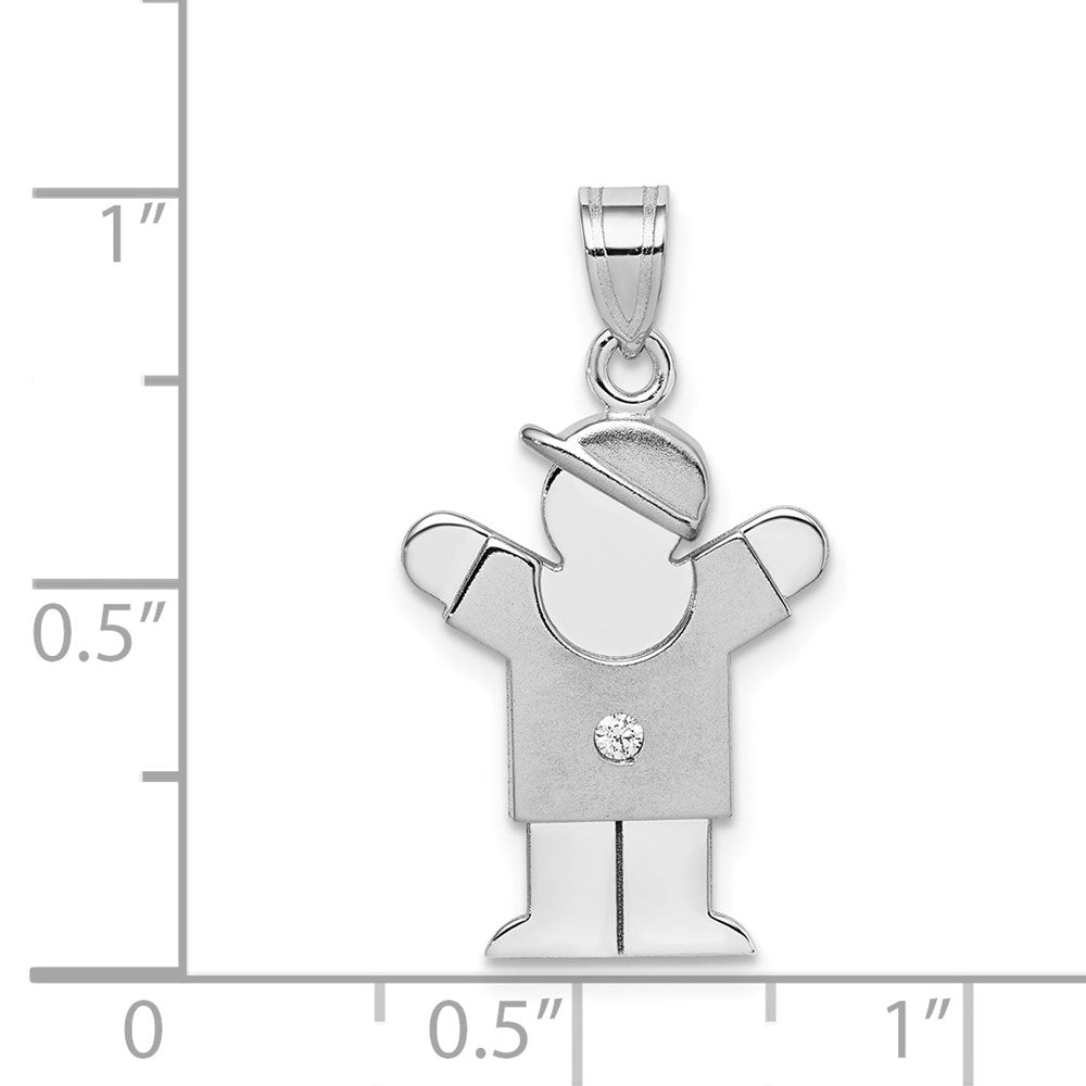 14k White Gold AA Diamond Kid Pendant