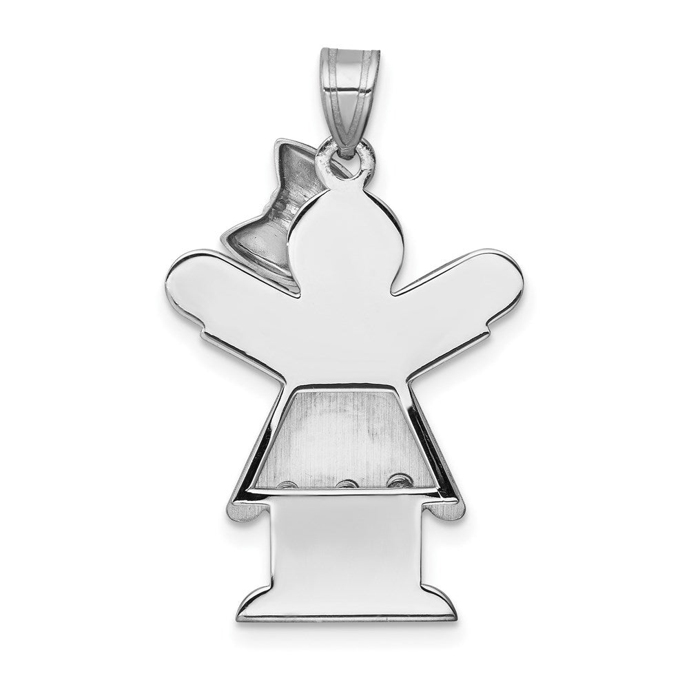 14k White Gold Complete Girl w/Bow on Right Diamond Charm