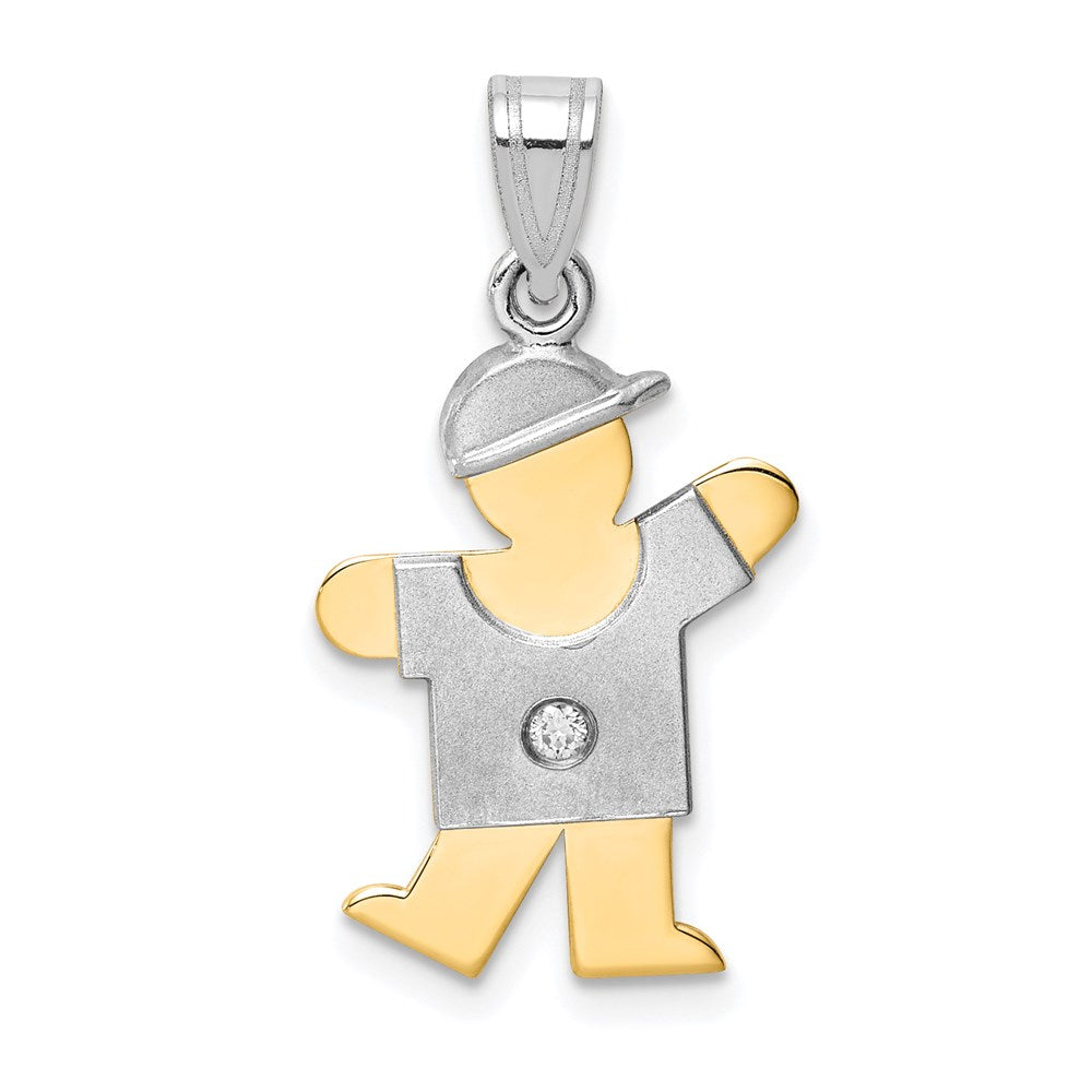 14k Two-tone AA Diamond Kid Pendant
