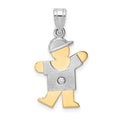 14k Two-tone AA Diamond Kid Pendant
