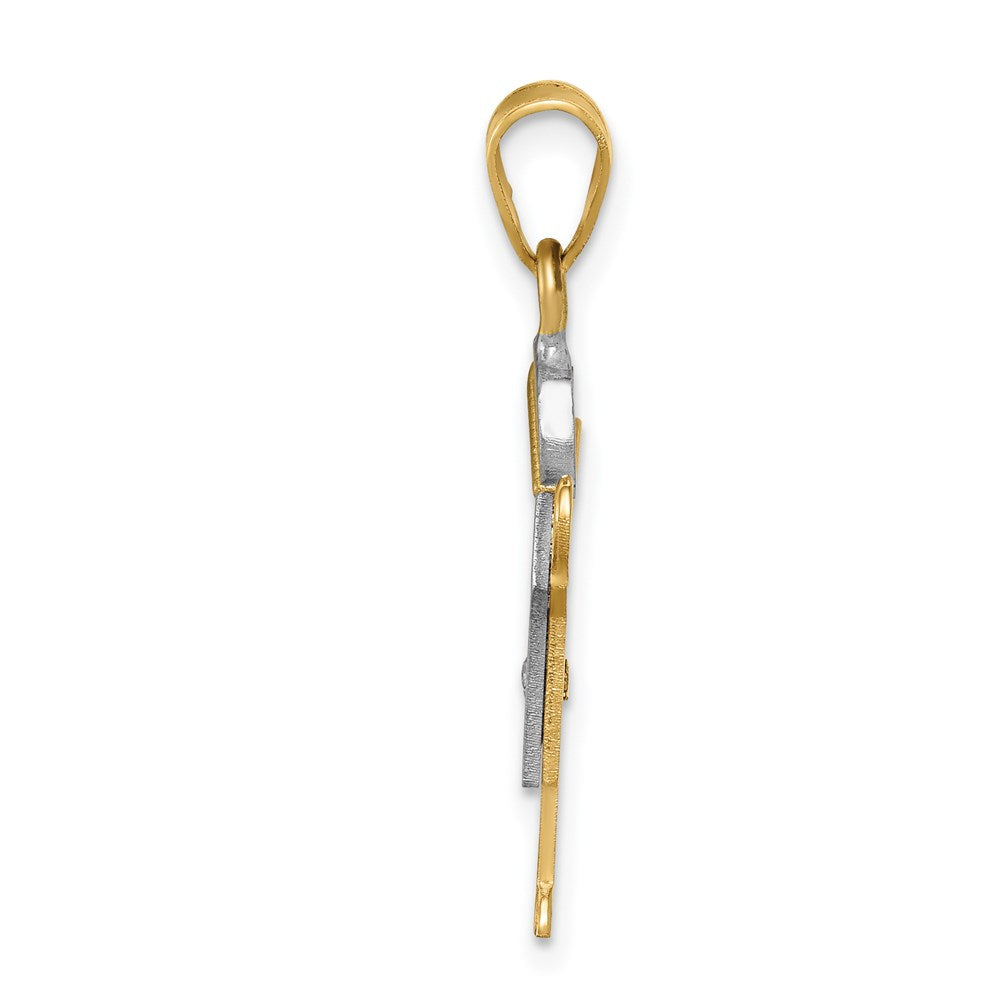 14k Two-tone AA Diamond Kid Pendant