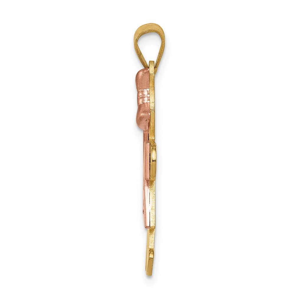14k Two-tone AA Diamond Kid Pendant