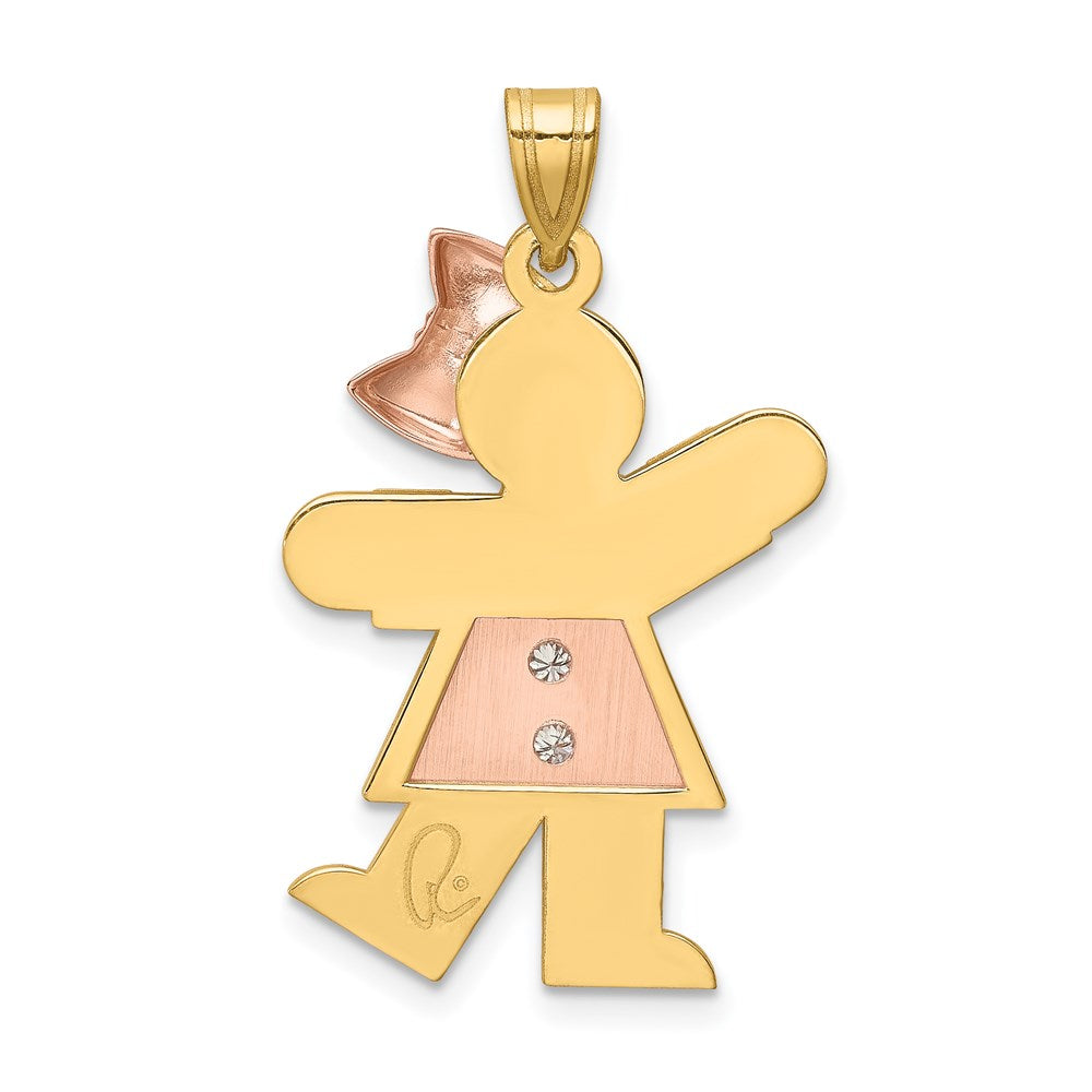 14k Two-tone AA Diamond Kid Pendant