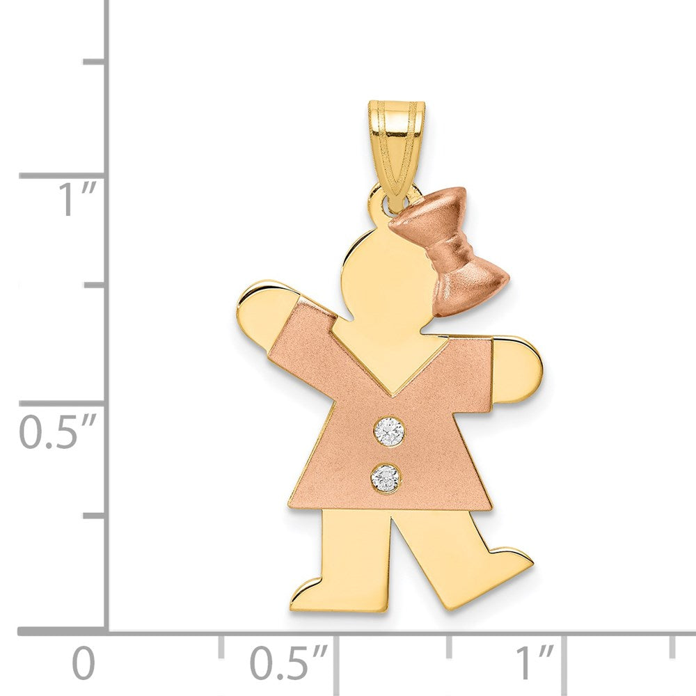 14k Two-tone AA Diamond Kid Pendant