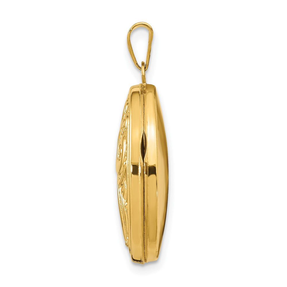 14k Domed Scroll Design Oval Locket