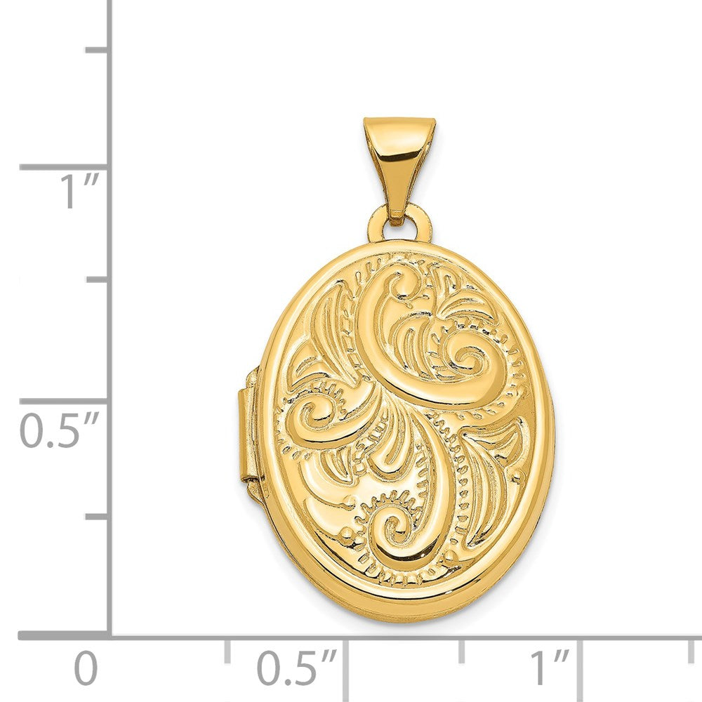 14k Domed Scroll Design Oval Locket