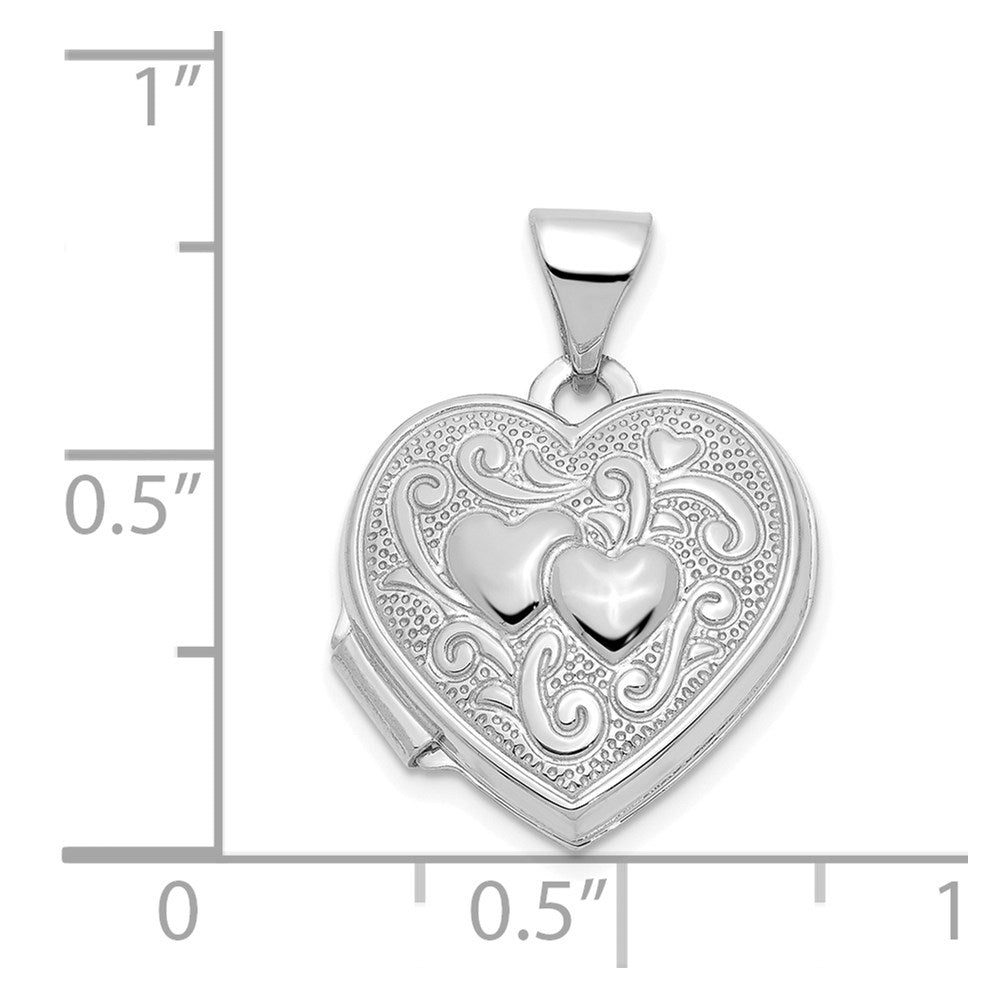 14k White Gold Double Heart Locket