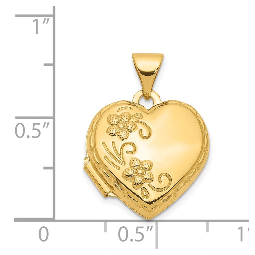 14k Reversible Floral Love You Always Heart Locket