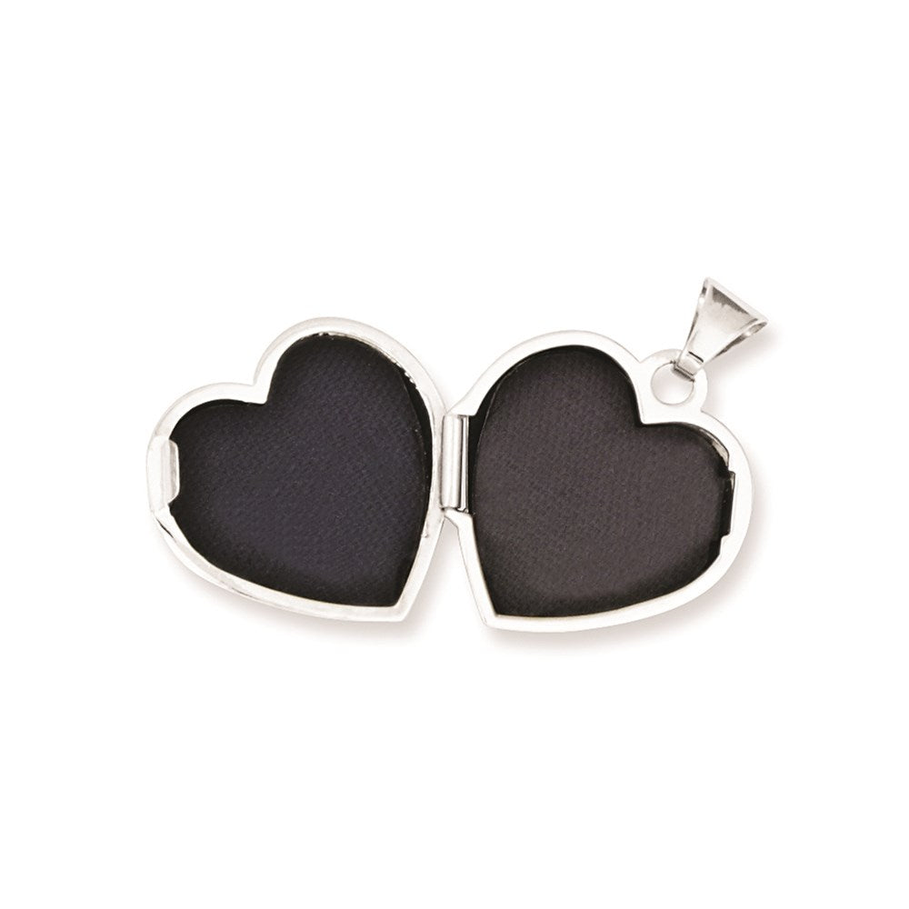 14k White Gold Polished Heart-Shaped Locket