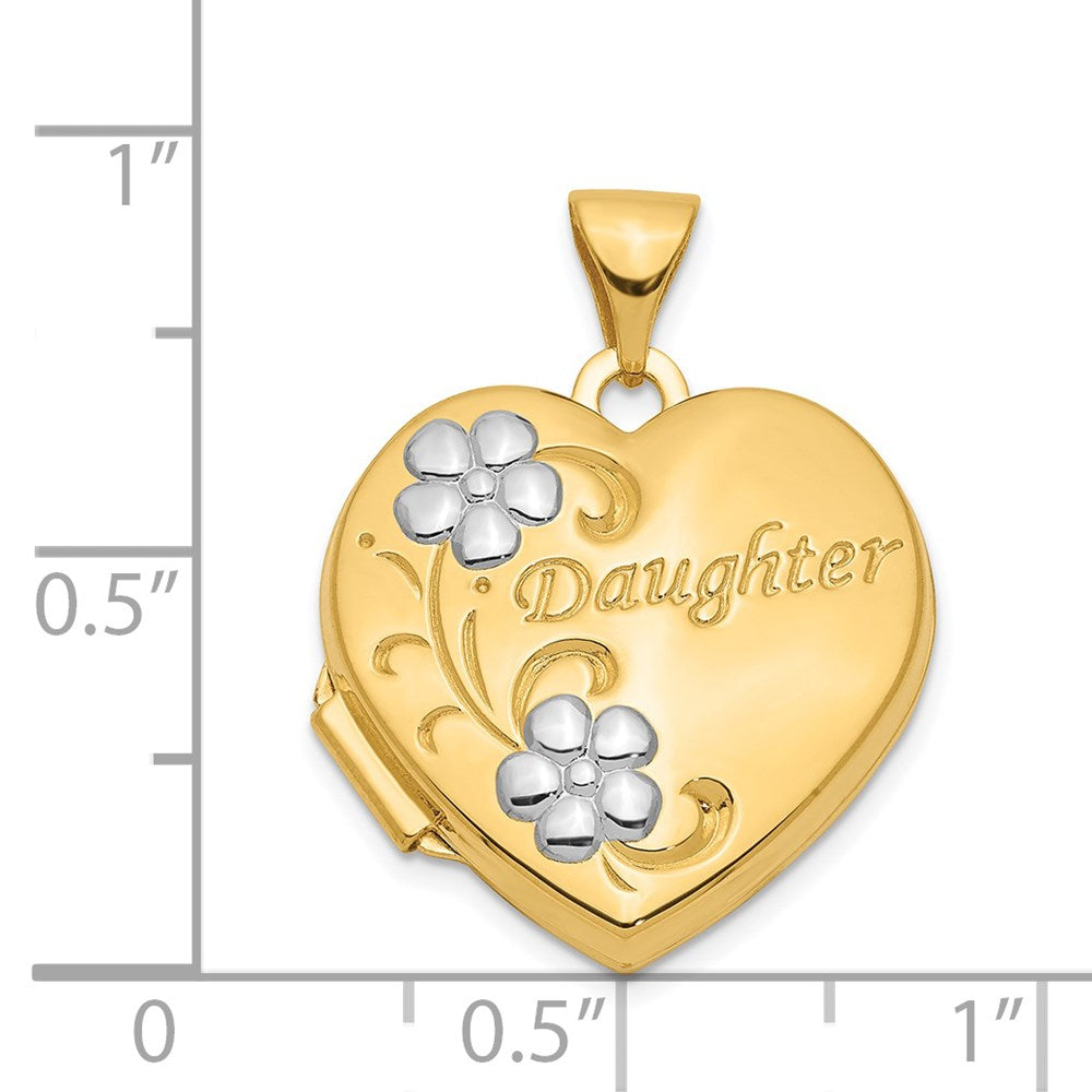 14k w/ Rhodium DAUGHTER Floral 18mm Heart Locket