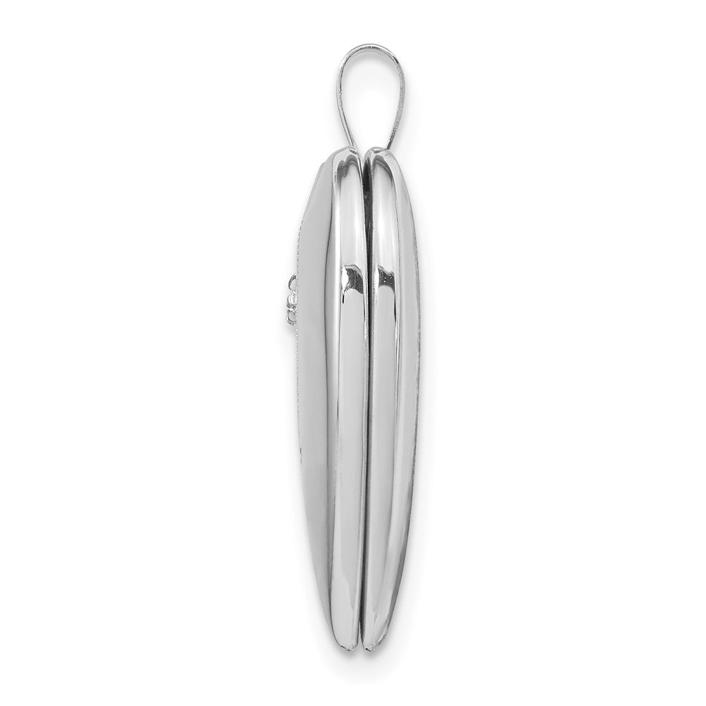 14K 20mm White Gold Diamond Polished and Satin Heart Locket