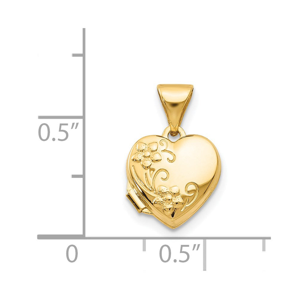 14k Yellow Gold Floral Heart Locket