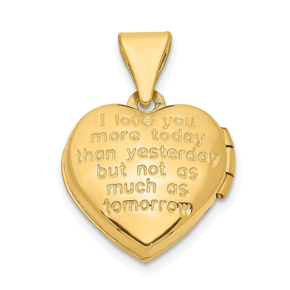 14k Two-toned 12mm Diamond LOVE w/Heart Charm Heart Locket
