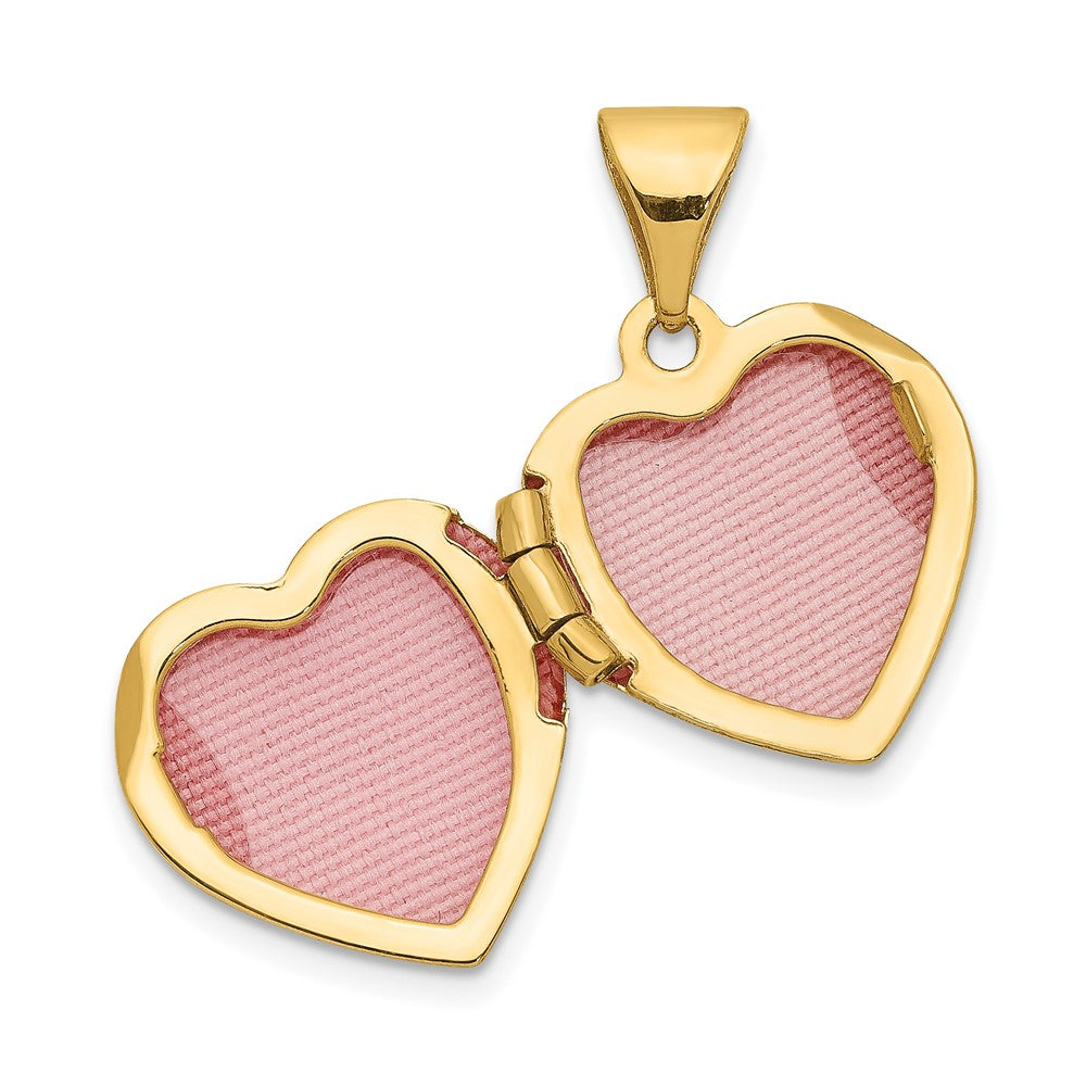 14k Two-toned 12mm Diamond LOVE w/Heart Charm Heart Locket