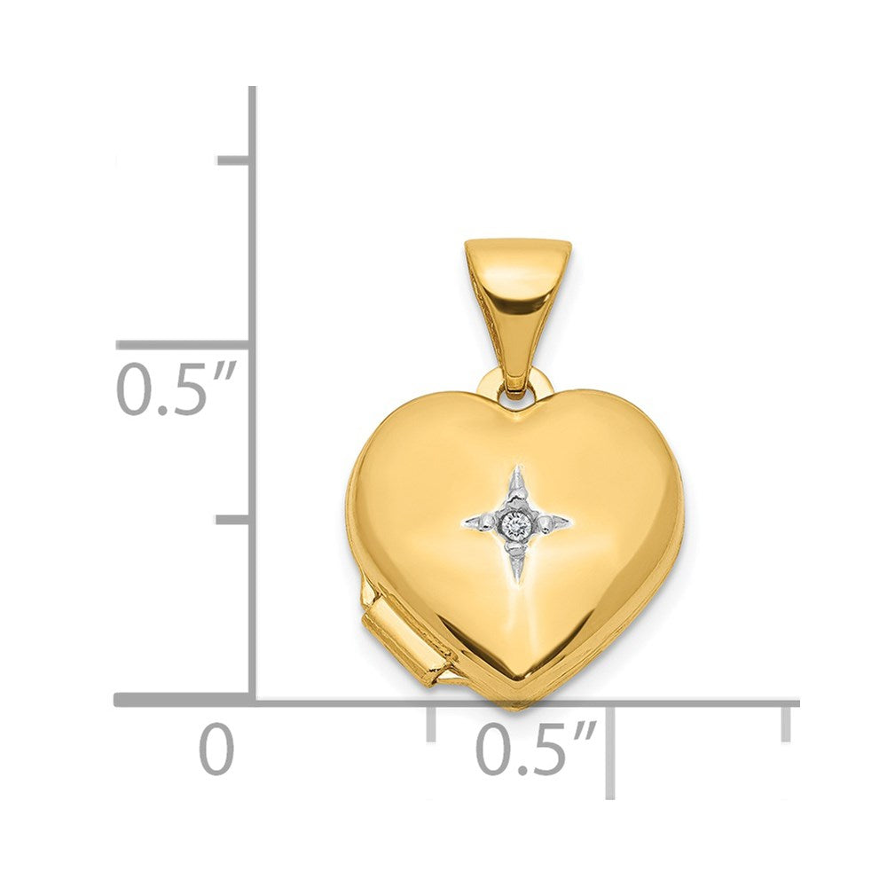 14ky w/ White Rhodium 12mm Diamond Heart Locket