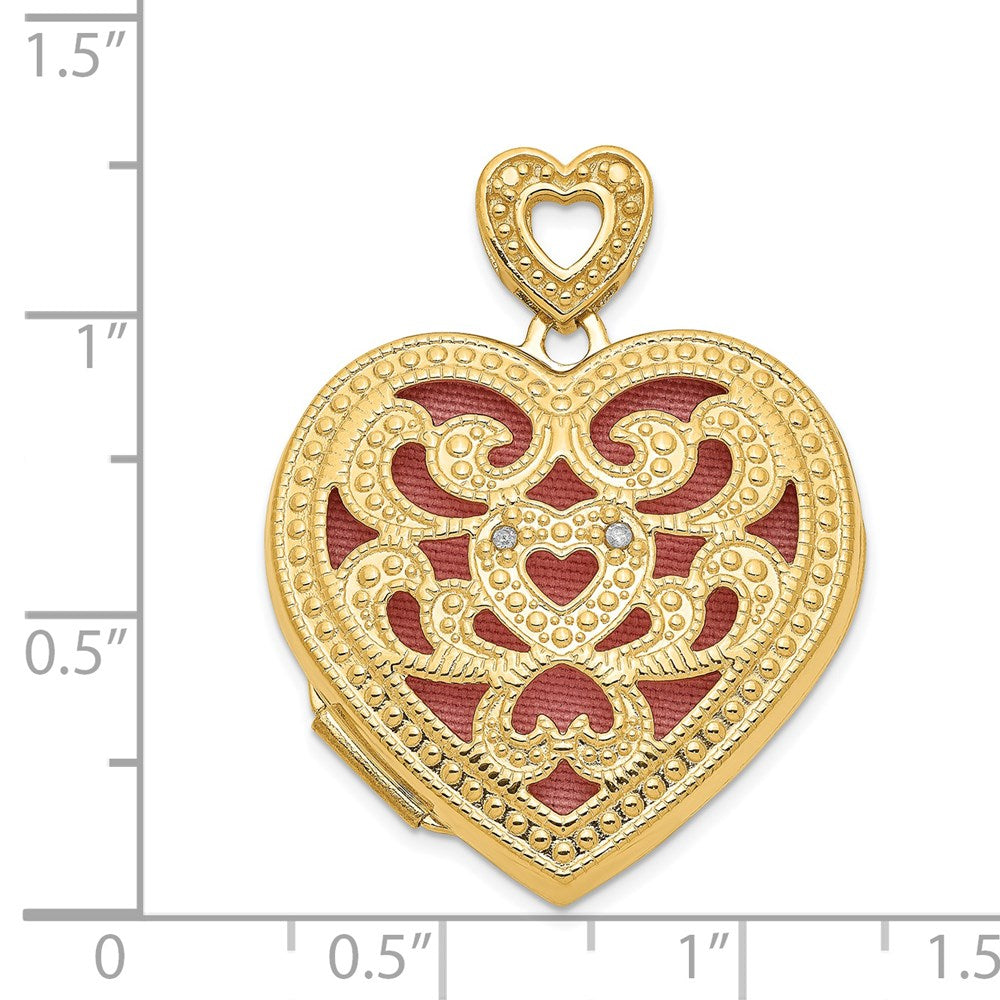 14ky 24mm w/ Diamond Vintage Heart Locket